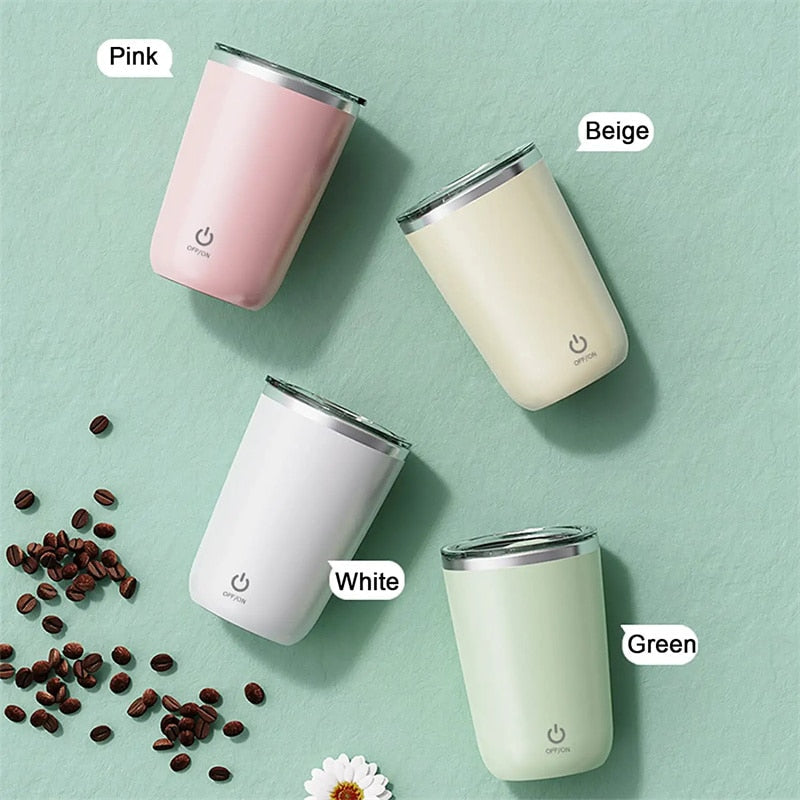 "Electric Stainless Steel Self-Stirring Mug with Automatic Mixing Function - 350ml Capacity for Coffee, Milk, Juice - Convenient Lazy Rotating Design - Ideal Kitchen Gadget"