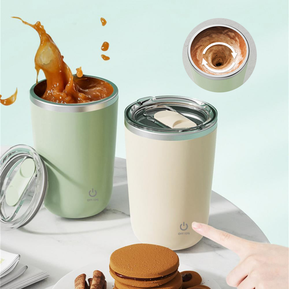 "Electric Stainless Steel Self-Stirring Mug with Automatic Mixing Function - 350ml Capacity for Coffee, Milk, Juice - Convenient Lazy Rotating Design - Ideal Kitchen Gadget"