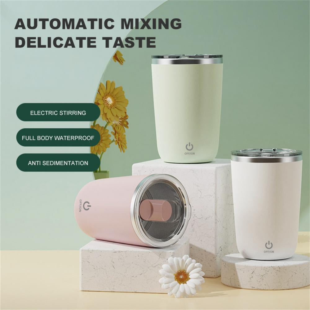 "Electric Stainless Steel Self-Stirring Mug with Automatic Mixing Function - 350ml Capacity for Coffee, Milk, Juice - Convenient Lazy Rotating Design - Ideal Kitchen Gadget"